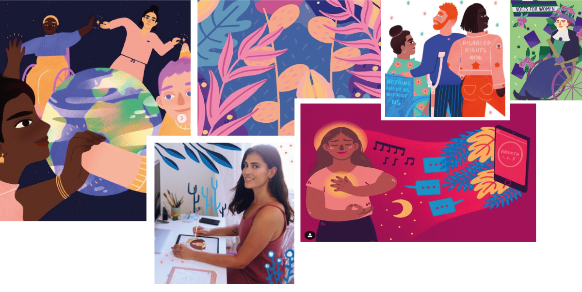 Montage of Ananya Rao Middleton and her artwork