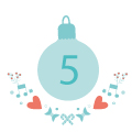 Illustration of a Christmas bauble with the number 5 on it