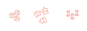 Three games icon: dice, puzzle and chess